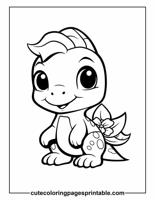 Coloring Page Of Dinosaur With Flower