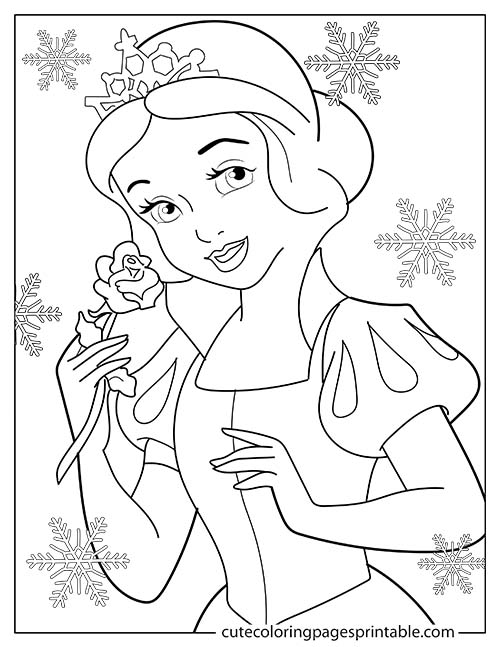 Coloring Page Of Disney Princess With Snowflakes