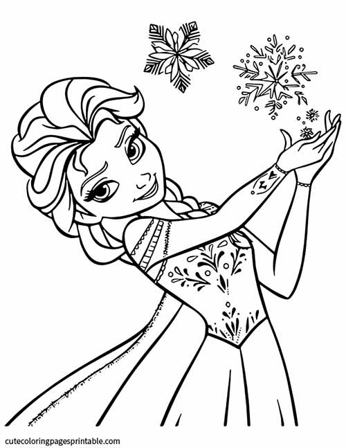 Frozen Coloring Page Of Elsa Casting Snowflakes