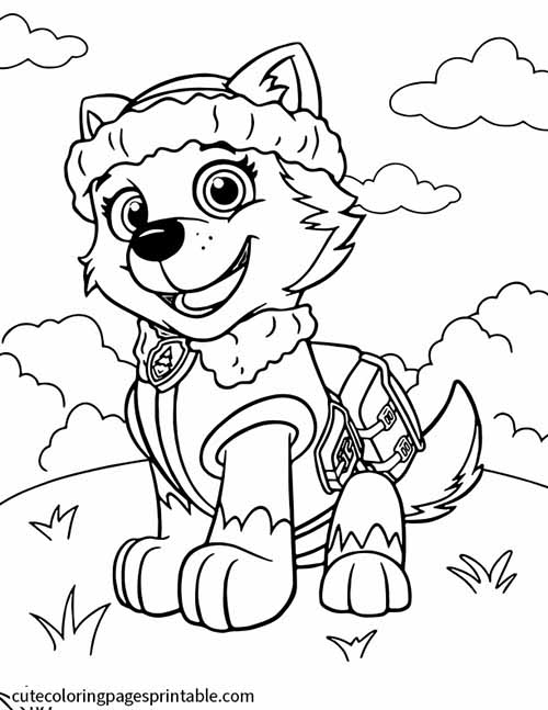 Paw Patrol Coloring Page Of Everest Smiling Happy