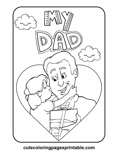 Coloring Page Of Fathers Day Hugging