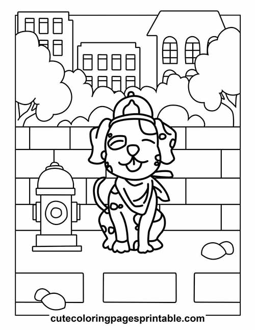 Coloring Page Of Fire Truck With Smiling Puppy