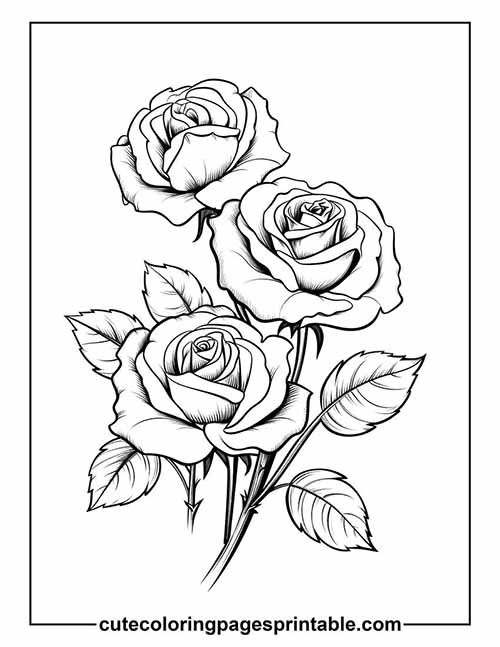 Coloring Page Of Flower With Leaves