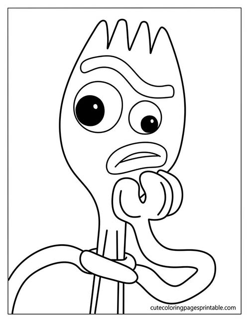 Toy Story Coloring Page Of Forky Looking Worried