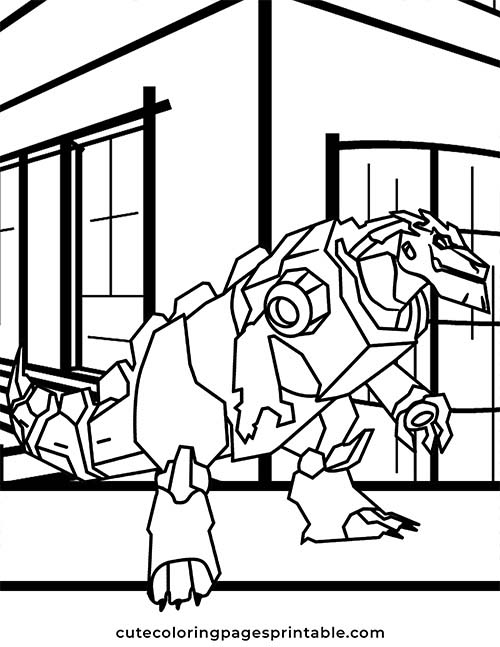 Transformers Coloring Page Of Grimlock Crouching