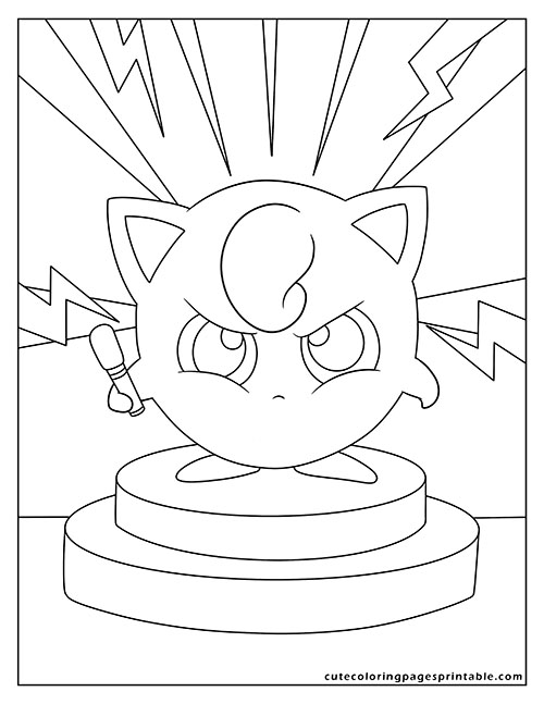 Pokemon Coloring Page Of Jigglypuff Standing On A Platform