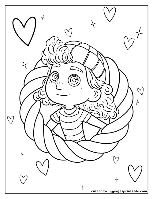 Luca Coloring Page Of Julia Smiling With Hearts