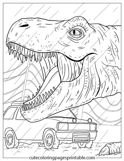 Coloring Page Of Jurassic Park Dinosaur Roaring