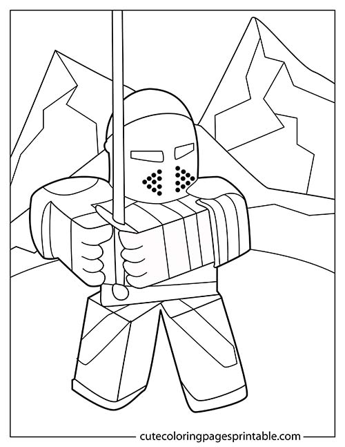 Roblox Coloring Page Of Knight Holding Sword