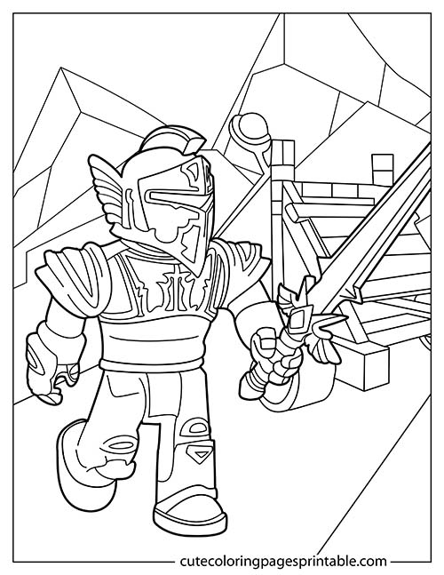 Roblox Coloring Page Of Knight Marching With Armor