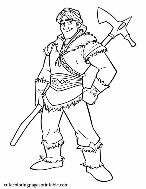 Frozen Coloring Page Of Kristoff Hand Resting On A Sword