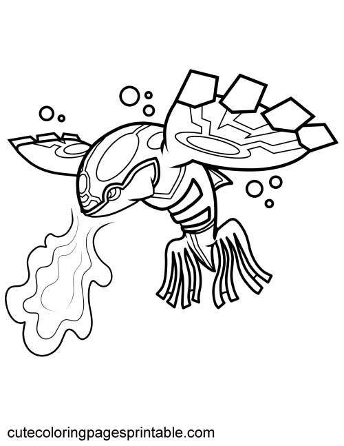 Legendary Pokemon Coloring Page Of Kyogre Swimming With Bubbles Floating