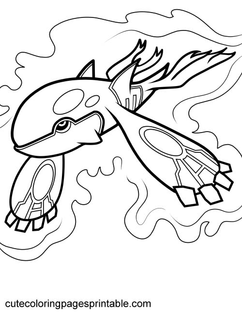 Legendary Pokemon Coloring Page Of Kyogre Swimming With Waves