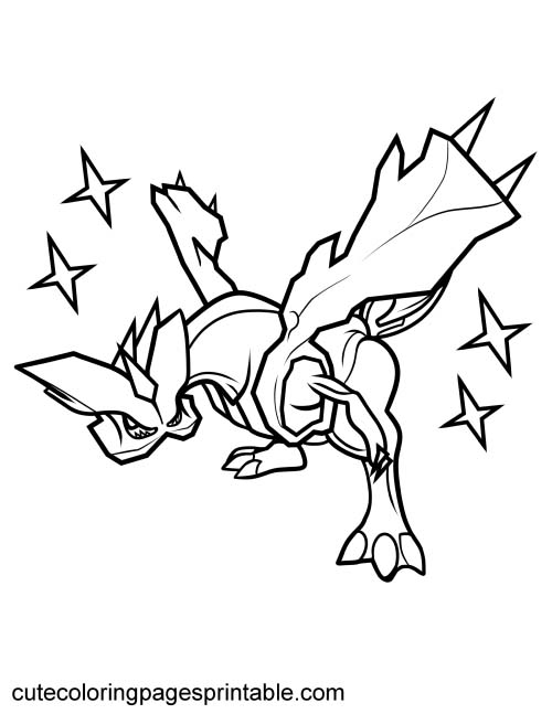 Legendary Pokemon Coloring Page Of Kyurem Soaring With Stars