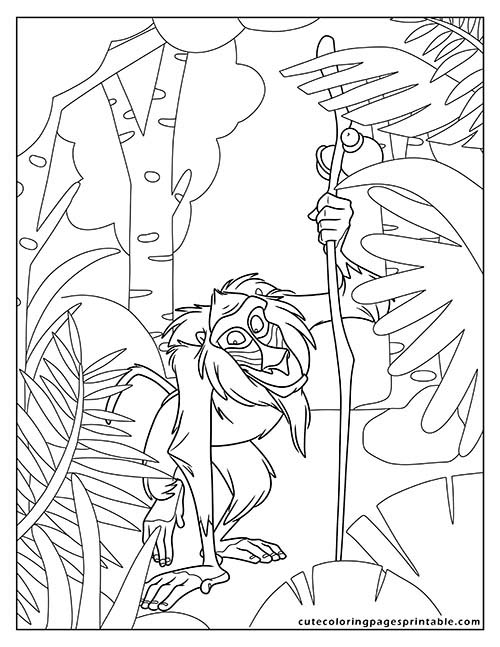 Coloring Page Of Lion King Grinning Holding A Staff Featuring Scar Lion