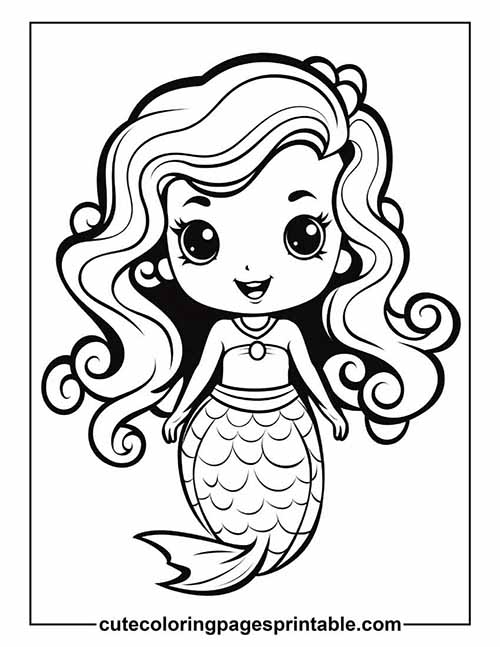 Coloring Page Of Little Mermaid With Flowing Hair