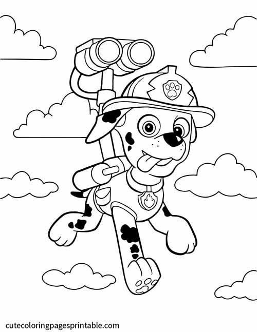 Paw Patrol Coloring Page Of Marshall Flying In Sky