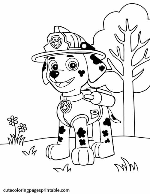 Paw Patrol Coloring Page Of Marshall Smiling
