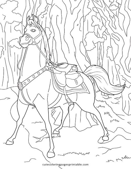 Tangled Coloring Page Of Maximus With Trees