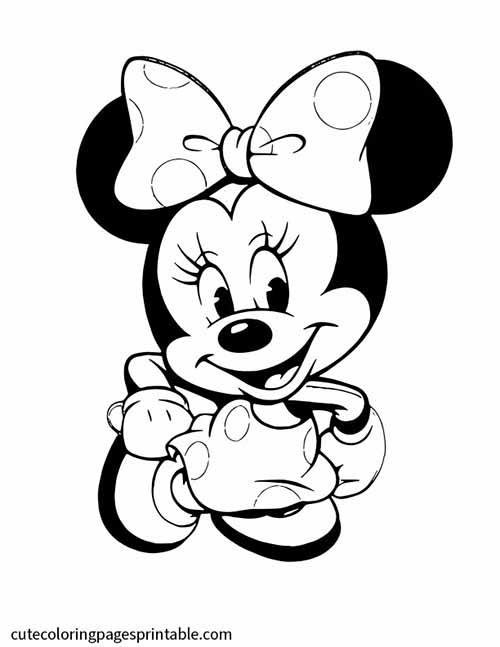 Disney Coloring Page Of Minnie Mouse Wearing Gloves Holding Dress