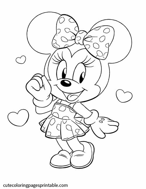 Disney Coloring Page Of Minnie Mouse With Hearts