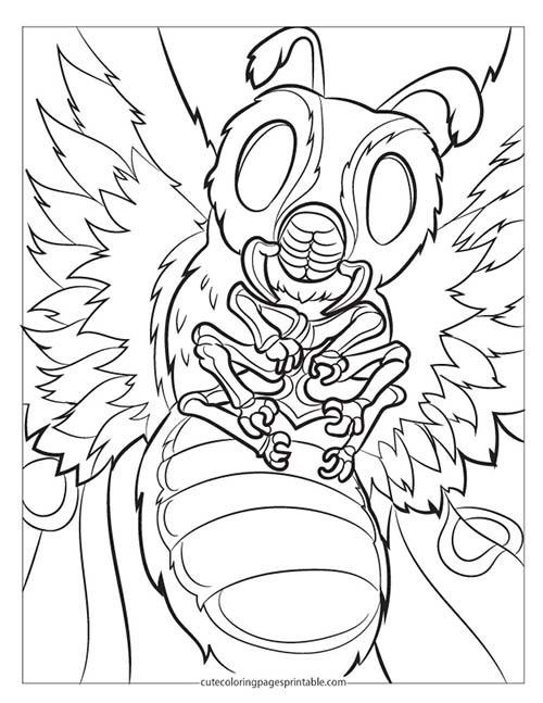 Godzilla Coloring Page Of Mothra Flying With Wings Fluttering
