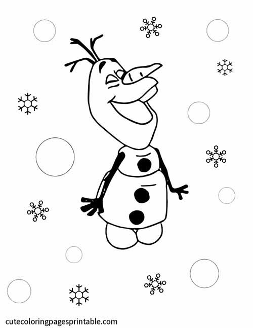 Frozen Coloring Page Of Olaf Snowflakes Floating Around