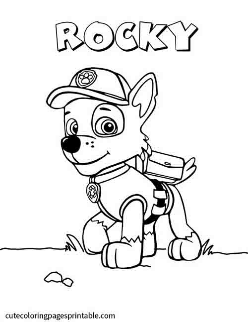 Paw Patrol Coloring Page Of Rocky With A Backpack