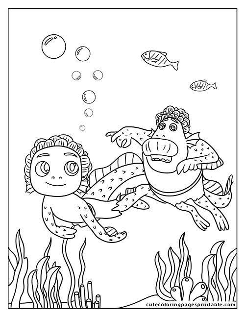 Luca Coloring Page Of Sea Monster Blowing Bubbles