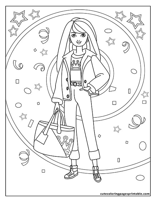 Barbie Coloring Page Of Skipper With Stars