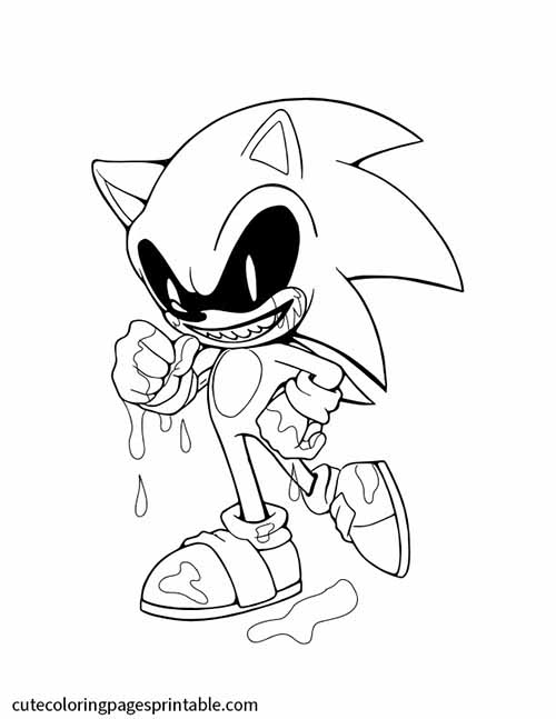 Sonic The Hedgehog Coloring Page Of Sonic Exe Stepping In A Puddle