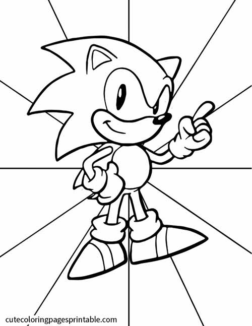 Sonic The Hedgehog Coloring Page Of Sonic Pointing