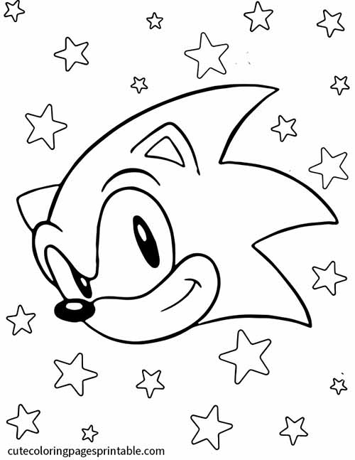 Sonic The Hedgehog Coloring Page Of Sonic Smiling With Stars