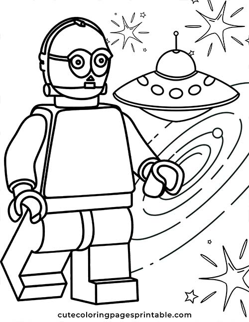 Coloring Page Of Star Wars With A Spaceship Flying