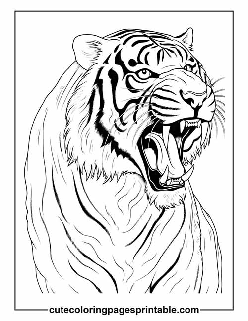 Coloring Page Of Tiger Roaring