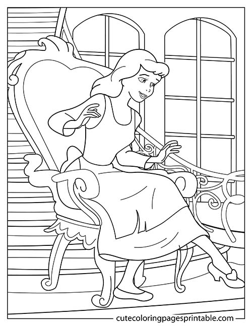 Cinderella Sitting Observing Disney Princess Coloring Page