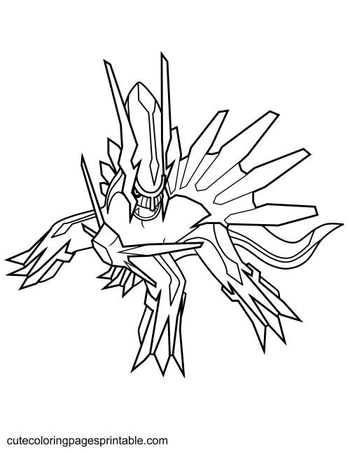 Dialga Leaping With Pointed Spikes Legendary Pokemon Coloring Page