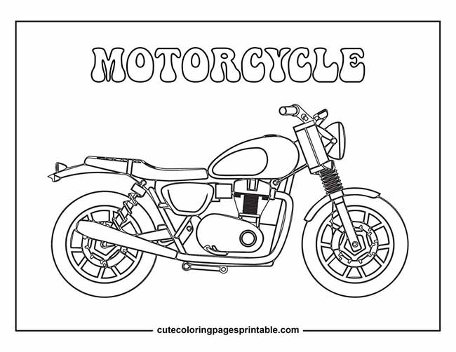 Motorcycle With Bold Outlines Coloring Page