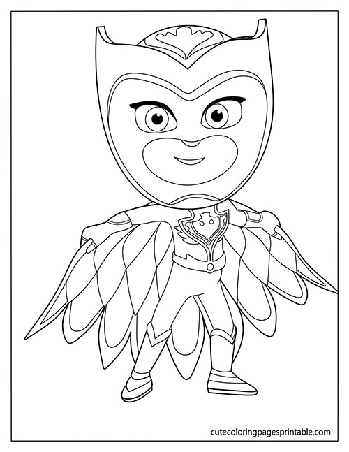 Owlette Smiling With A Cape Pj Masks Coloring Page