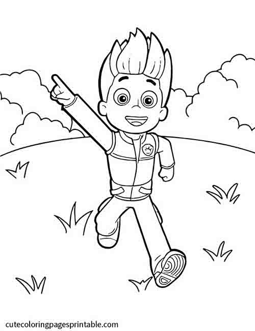 Paw Patrol With Hills And Clouds In Background Coloring Page