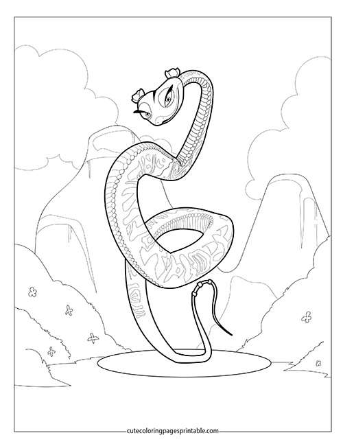 Snake Smiling With Trees Kung Fu Panda Coloring Page