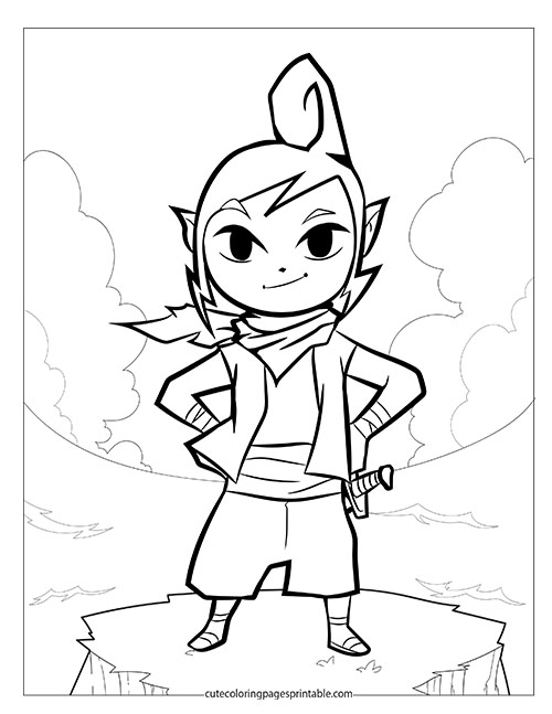 Zelda Coloring Page Of Wind Waker With Hands On Hips