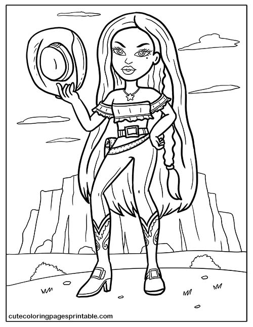 Bratz Coloring Page Of Yasmin Standing With Bushes