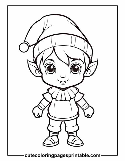 Coloring Page Of Elf Wearing A Hat