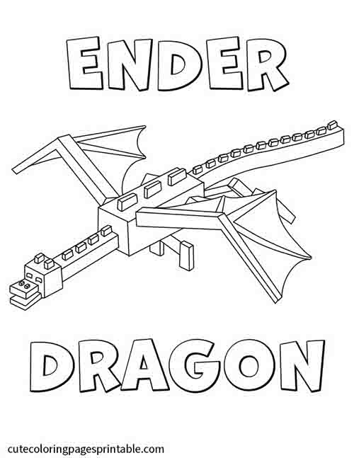 Minecraft Coloring Page Of Ender Dragon Soaring