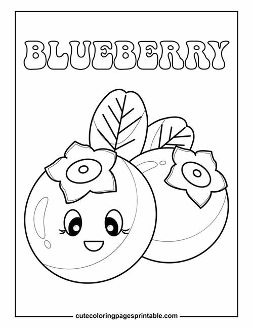 Coloring Page Of Fruit Blueberries Smiling With Leaf Resting