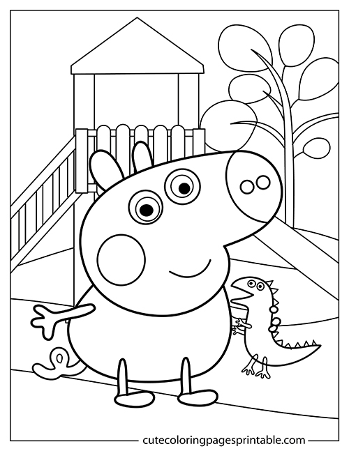 George Smiling With Friends Peppa Pig Coloring Page