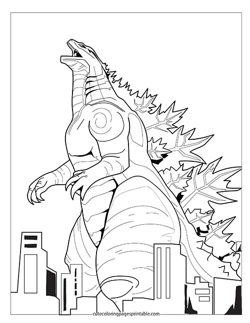 Godzilla With Buildings Trembling Coloring Page