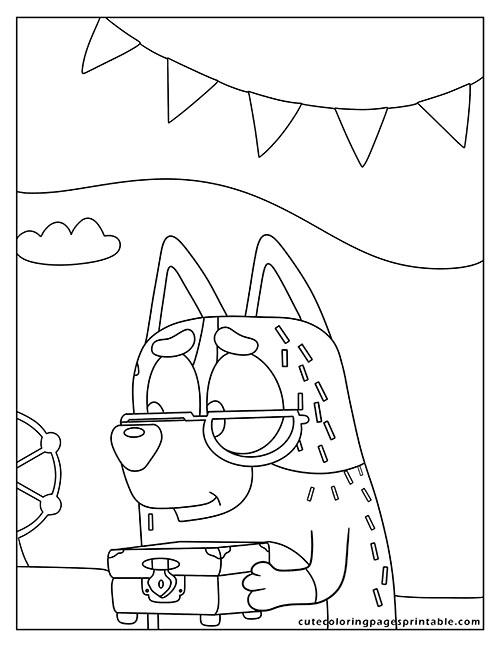 Bluey Coloring Page Of Grandma Coloring With Crayon