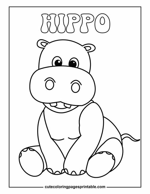 Coloring Page Of Hippo Smiling